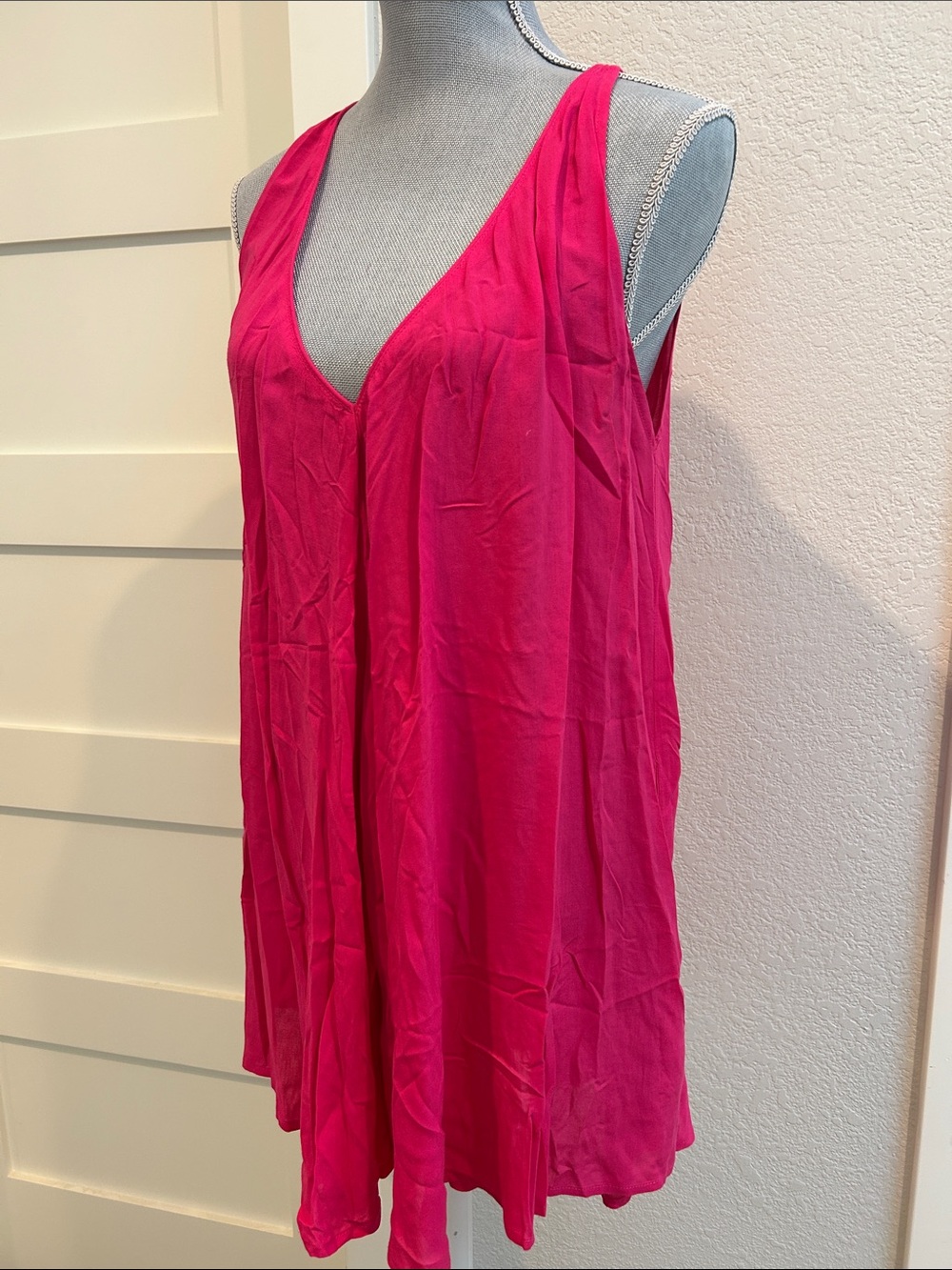 Riller & Fount Sleeveless V-Neck Tunic - Hot Pink